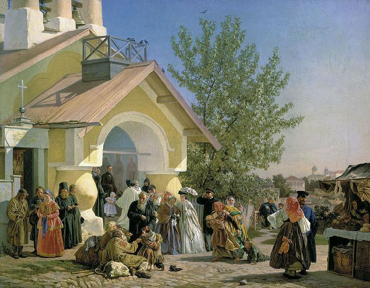 unknow artist Kirchenausgang in Pskow Spain oil painting art